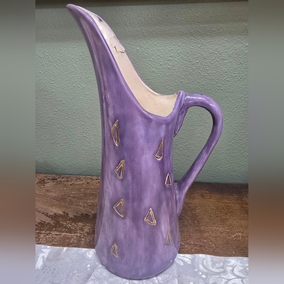 Italian Elegant Purple And Gold Pitcher - Picture 1 of 5